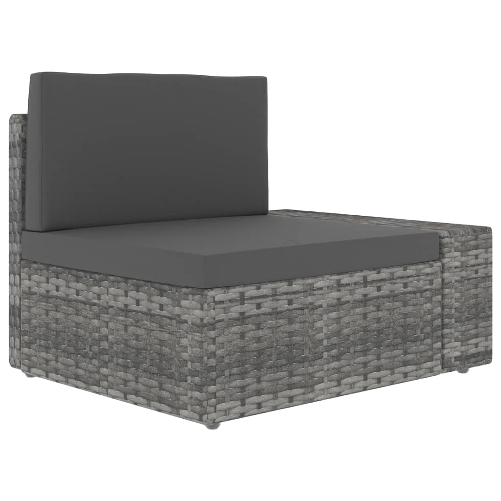 10-tlg. Garten-Lounge-Set Poly Rattan Grau