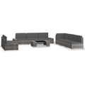 9-tlg. Garten-Lounge-Set Poly Rattan Grau