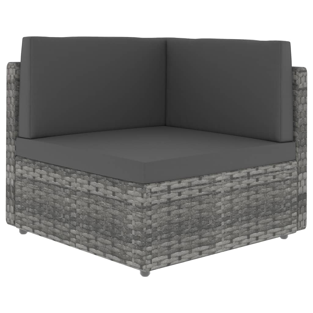 9-tlg. Garten-Lounge-Set Poly Rattan Grau