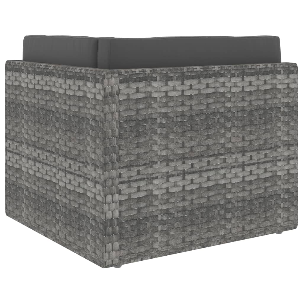 9-tlg. Garten-Lounge-Set Poly Rattan Grau