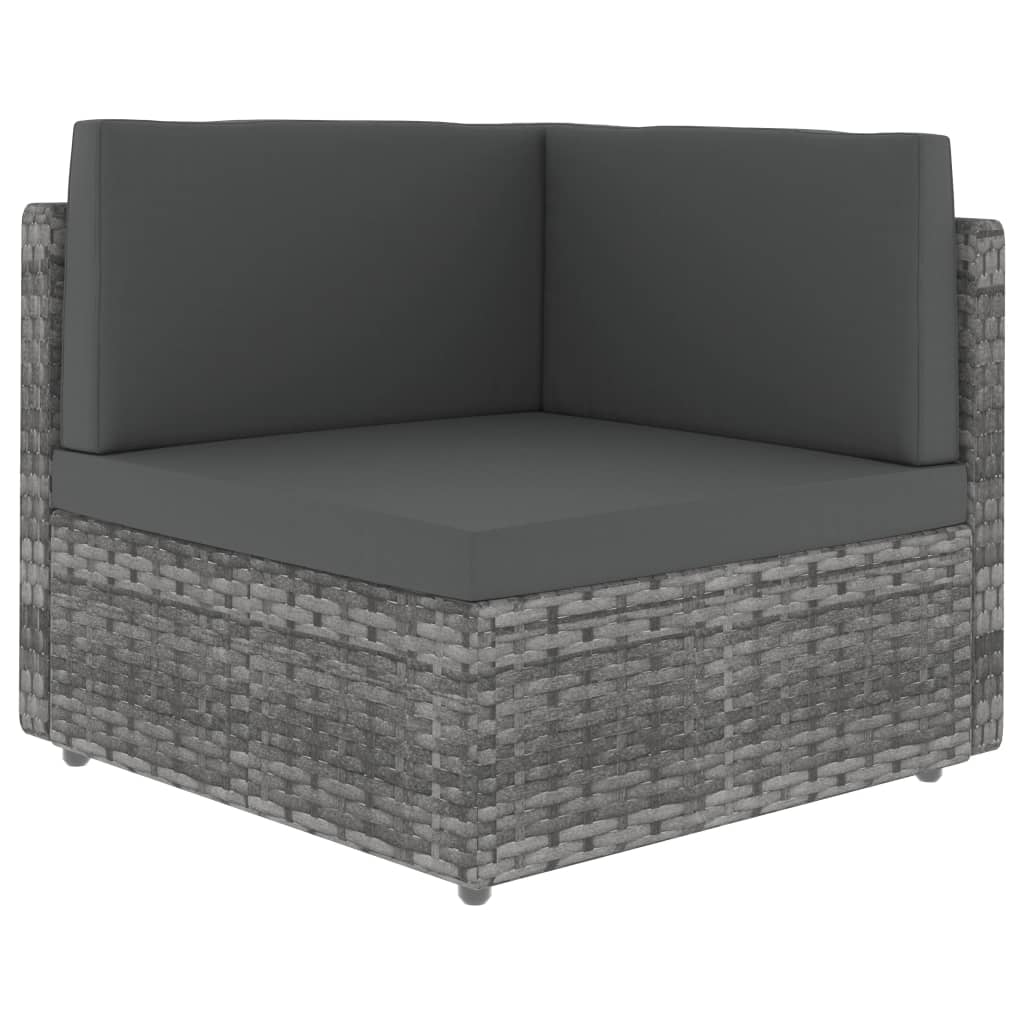 10-tlg. Garten-Lounge-Set Poly Rattan Grau
