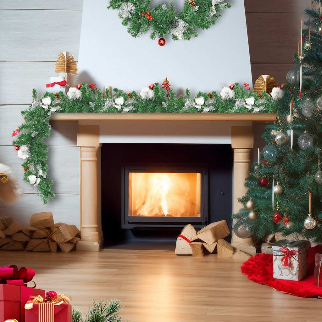 Weihnachtsgirlande mit LED-Lichtern Grün 2,7 m PVC