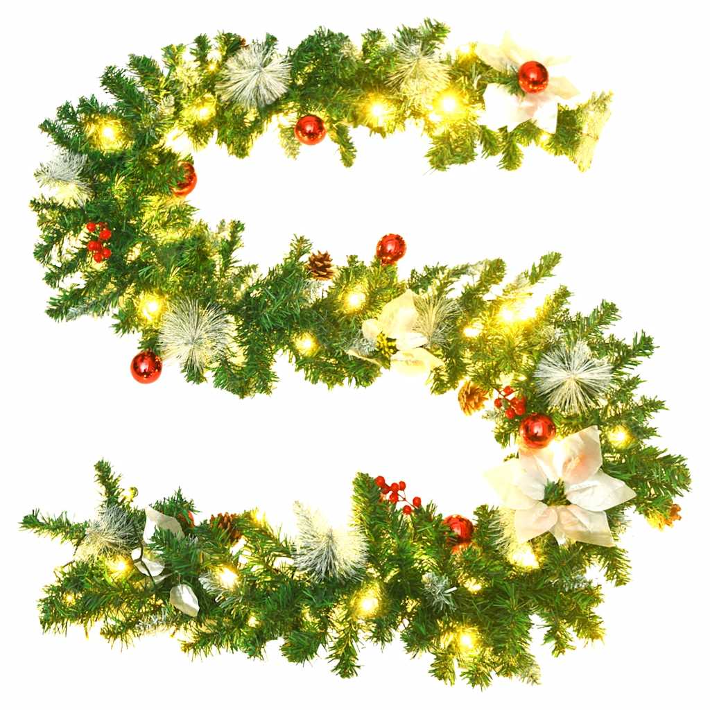 Weihnachtsgirlande mit LED-Lichtern Grün 2,7 m PVC