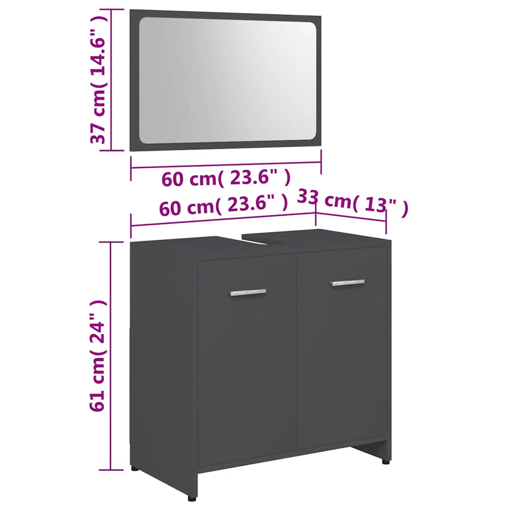 Badmöbel-Set Grau Holzwerkstoff