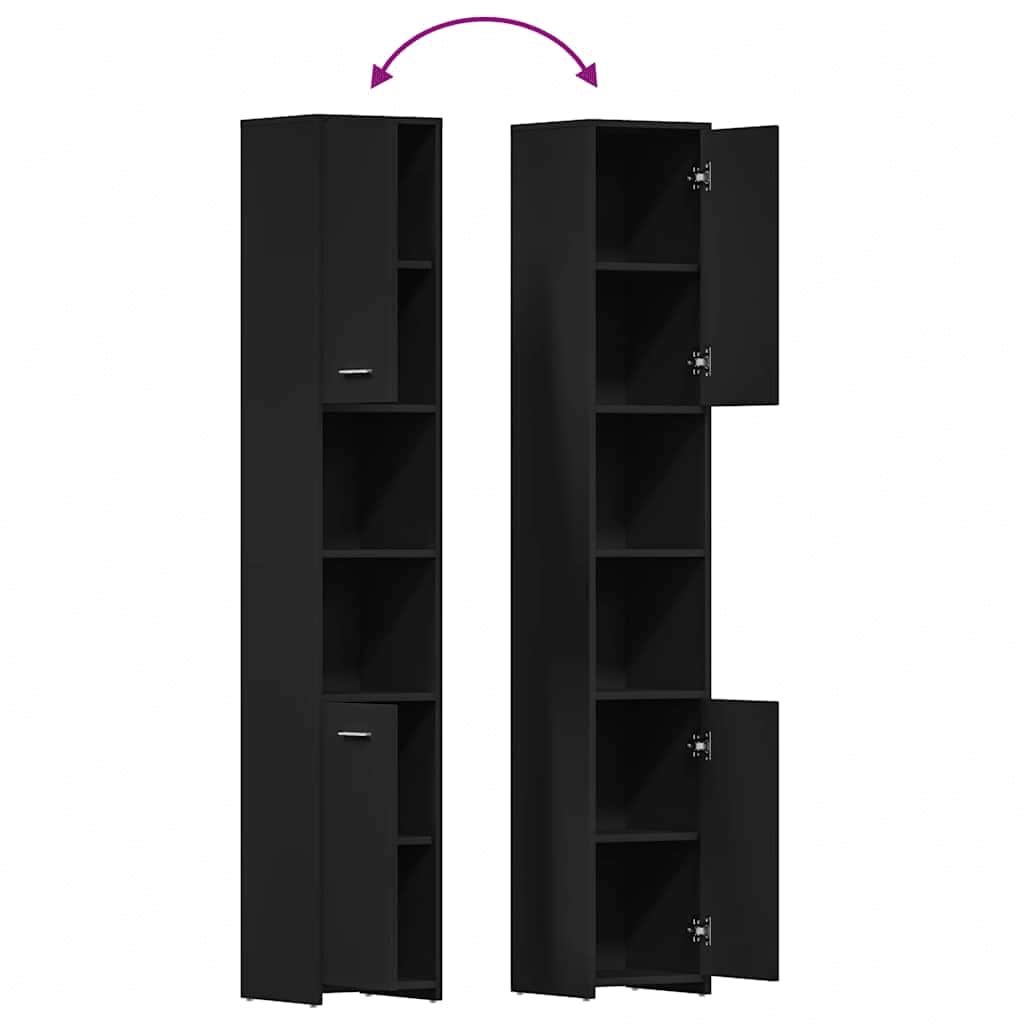 Badezimmerschrank Schwarz 30x30x183,5 cm Holzwerkstoff