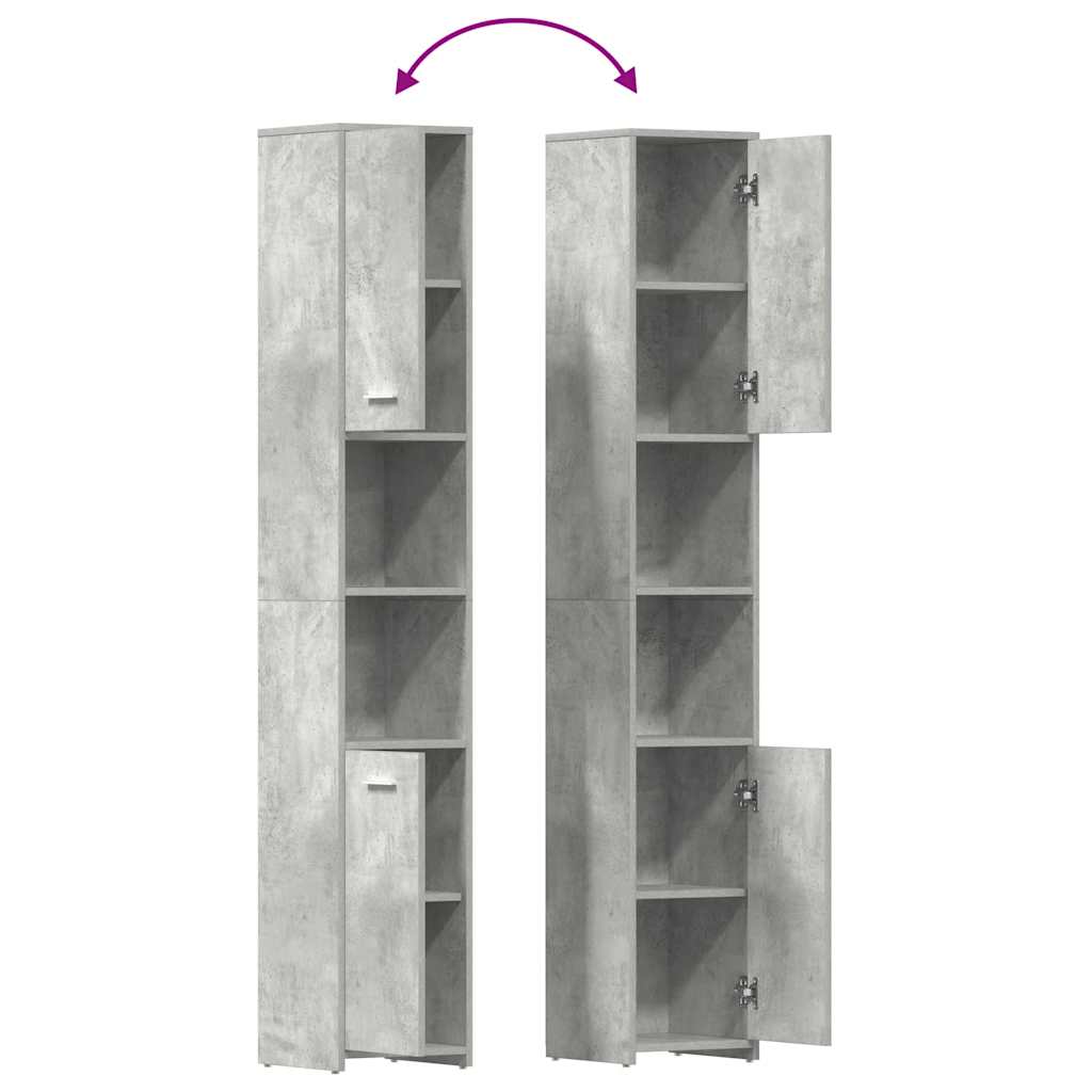 Badezimmerschrank Betongrau 30x30x183,5 cm Holzwerkstoff