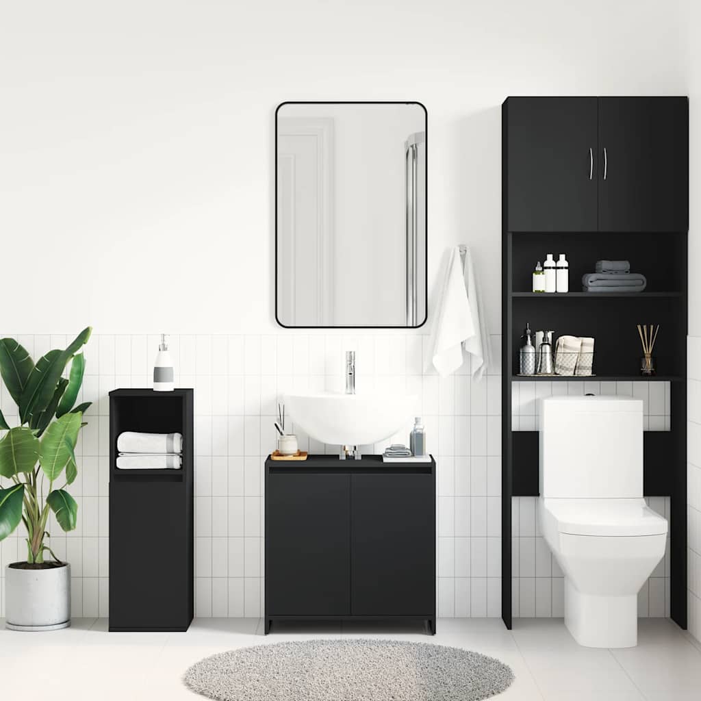 Badezimmerschrank Schwarz 60x33x61 cm Holzwerkstoff