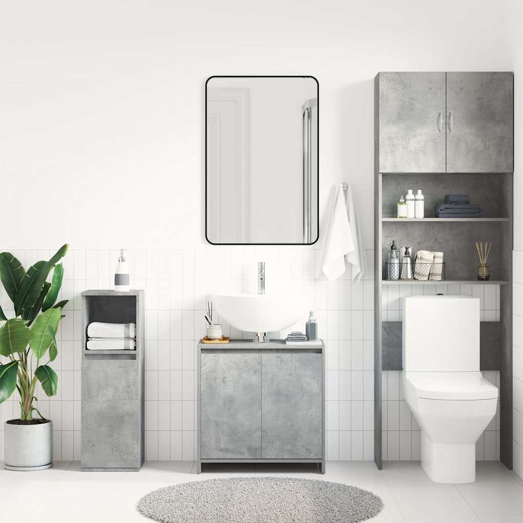 Badezimmerschrank Betongrau 60x33x61 cm Holzwerkstoff