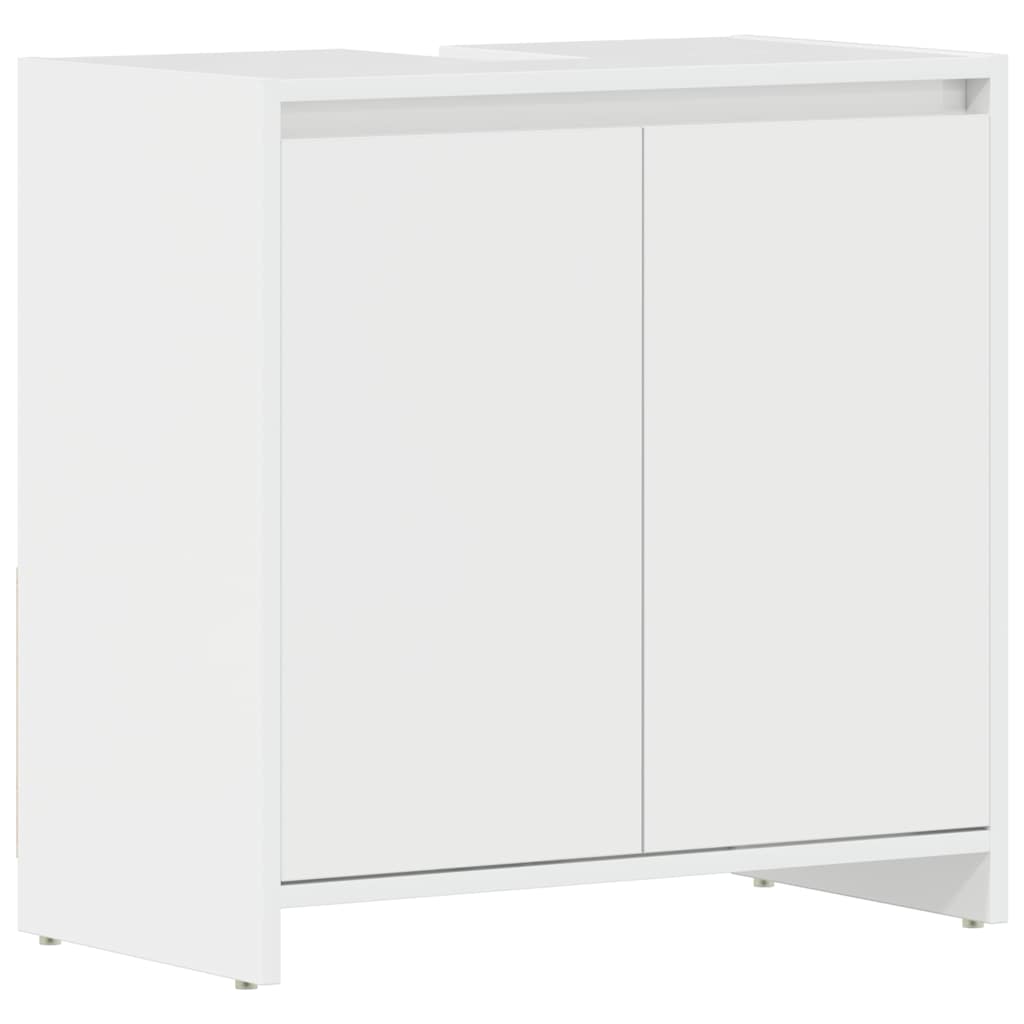 Badezimmerschrank Hochglanz-Weiß 60x33x61 cm Holzwerkstoff