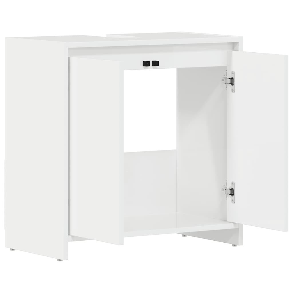 Badezimmerschrank Hochglanz-Weiß 60x33x61 cm Holzwerkstoff