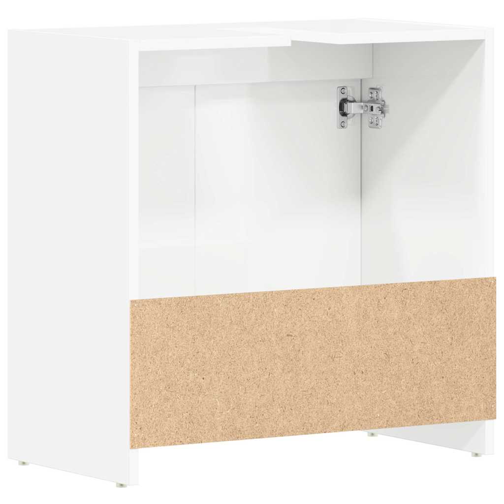 Badezimmerschrank Hochglanz-Weiß 60x33x61 cm Holzwerkstoff