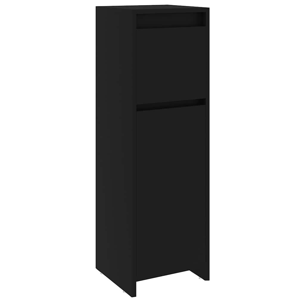 Badezimmerschrank Schwarz 30x30x95 cm Holzwerkstoff