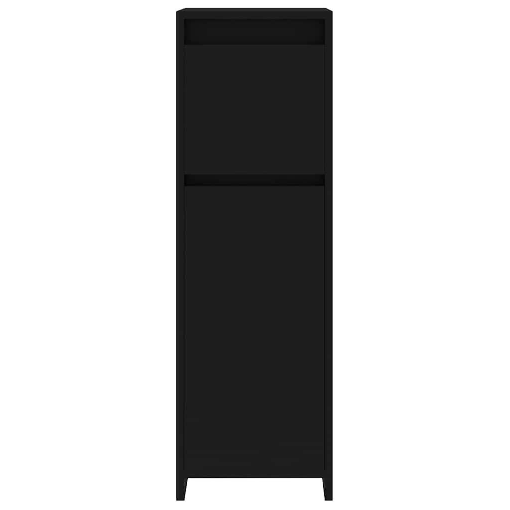 Badezimmerschrank Schwarz 30x30x95 cm Holzwerkstoff