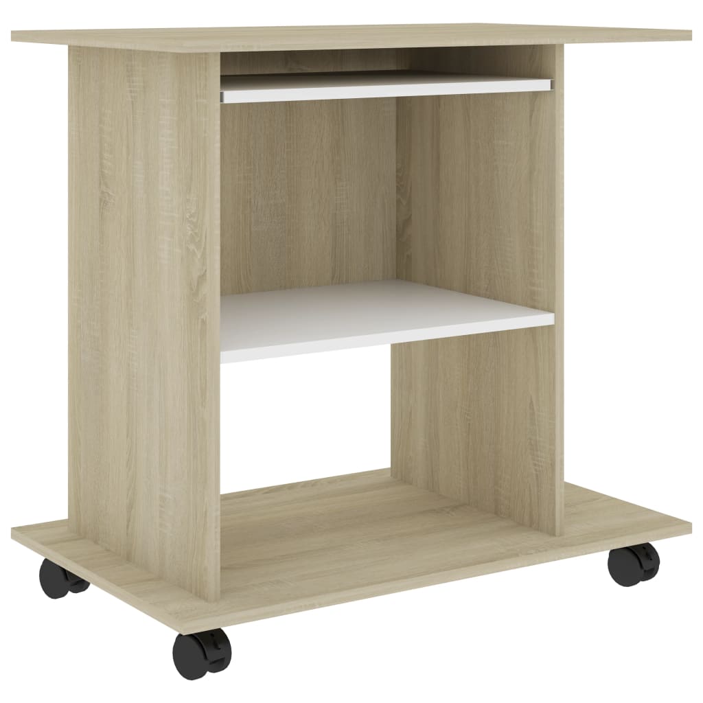 Schreibtisch Weiß und Sonoma-Eiche 80x50x75 cm Holzwerkstoff