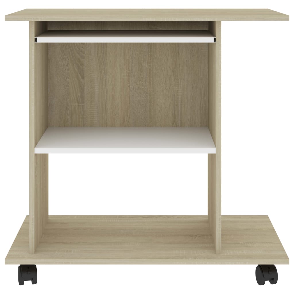 Schreibtisch Weiß und Sonoma-Eiche 80x50x75 cm Holzwerkstoff