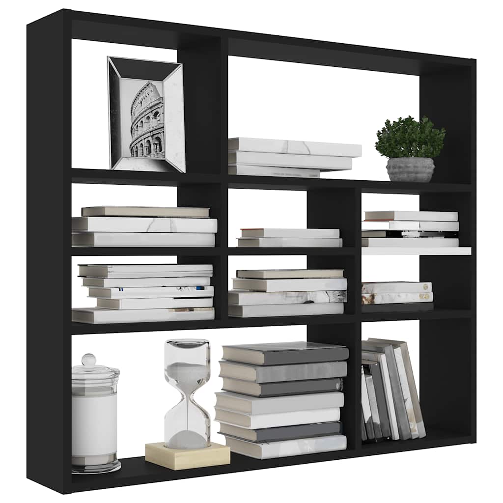 Wandregal Schwarz 90x16x78 cm Holzwerkstoff