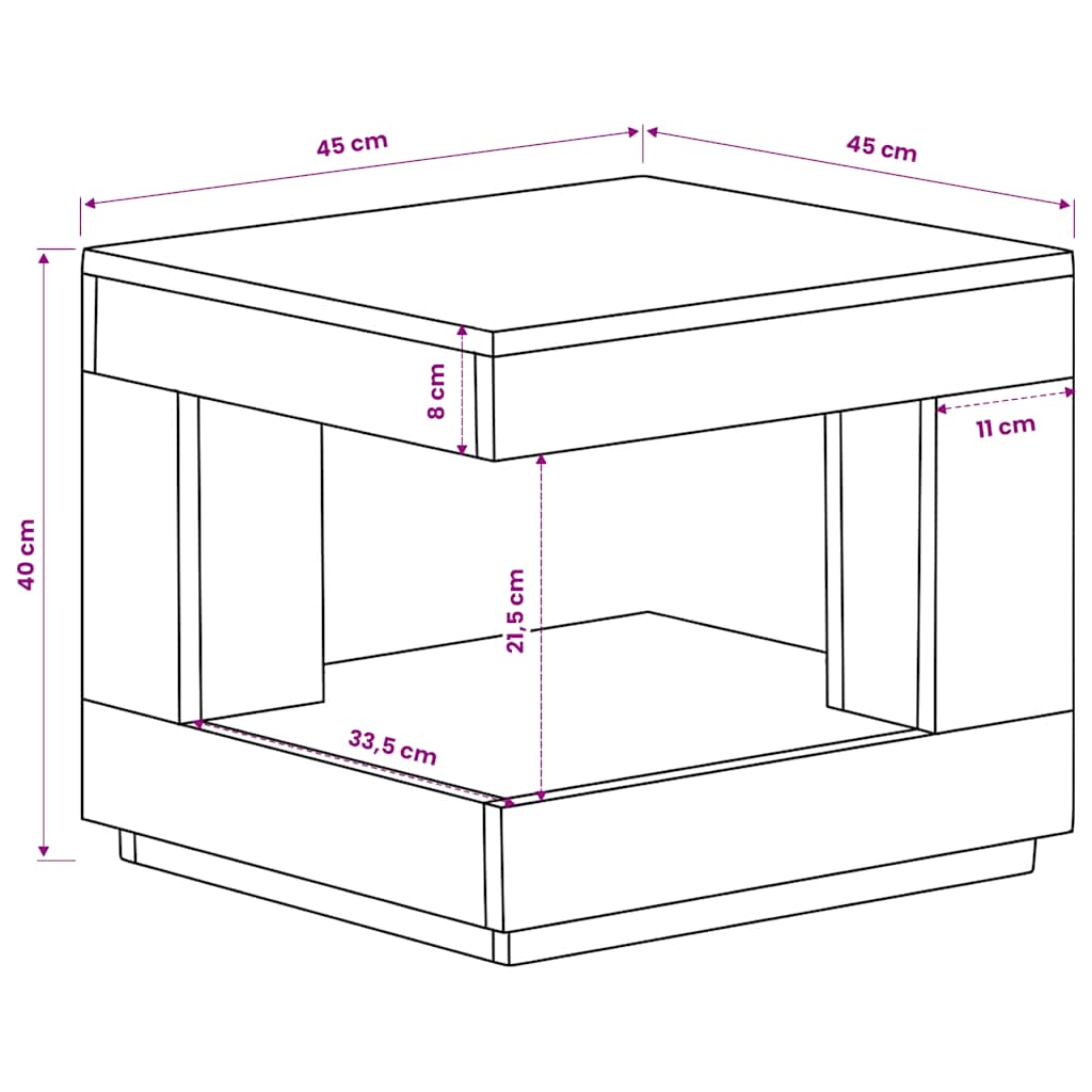 Couchtisch 45x45x40 cm Massivholz Akazie