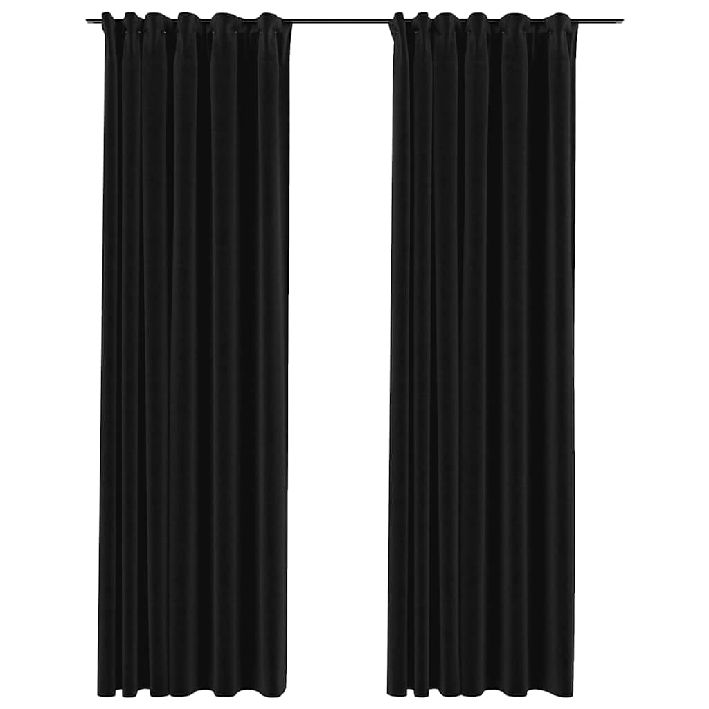 Verdunkelungsvorhänge mit Haken Leinenoptik 2 Stk. 140x225 cm