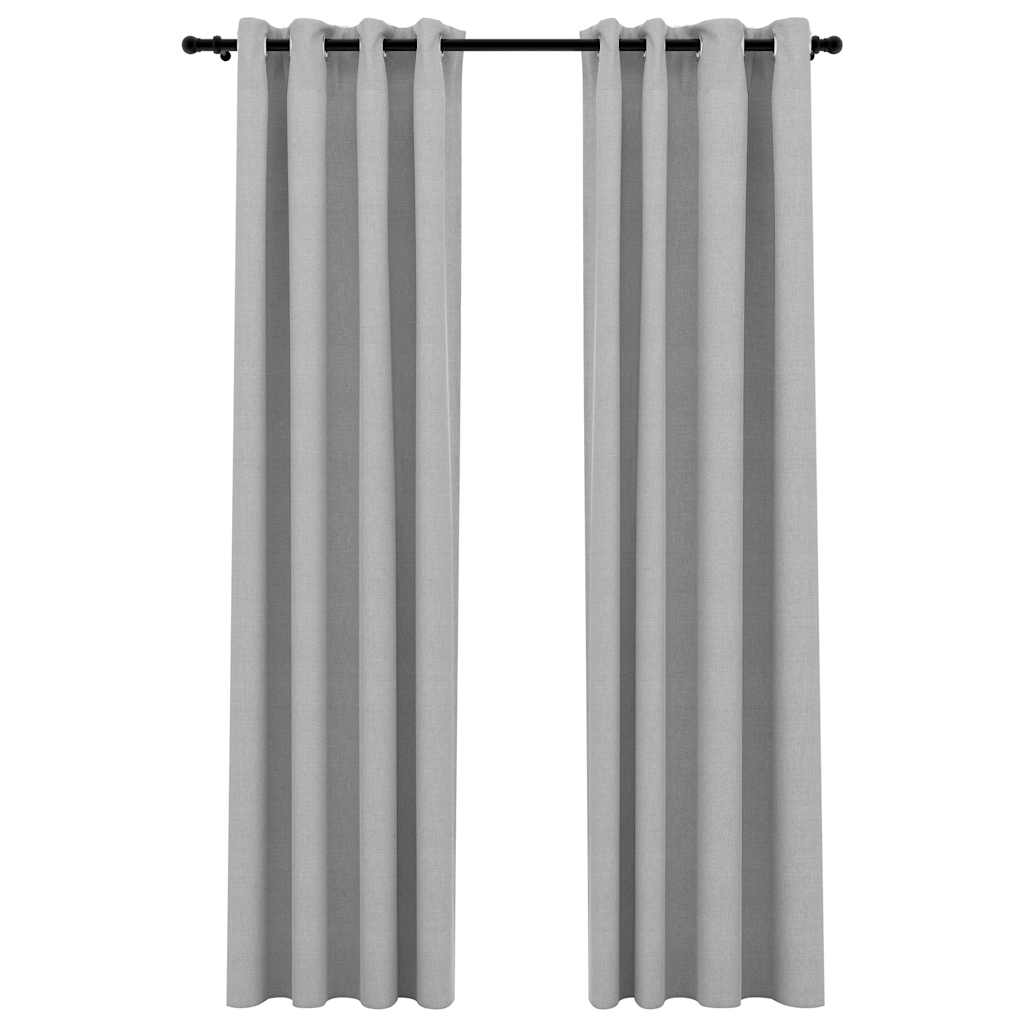 Verdunkelungsvorhänge Ösen Leinenoptik 2 Stk. Grau 140x245 cm