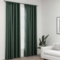 Verdunkelungsvorhänge Haken Leinenoptik 2 Stk. Grün 140x225 cm