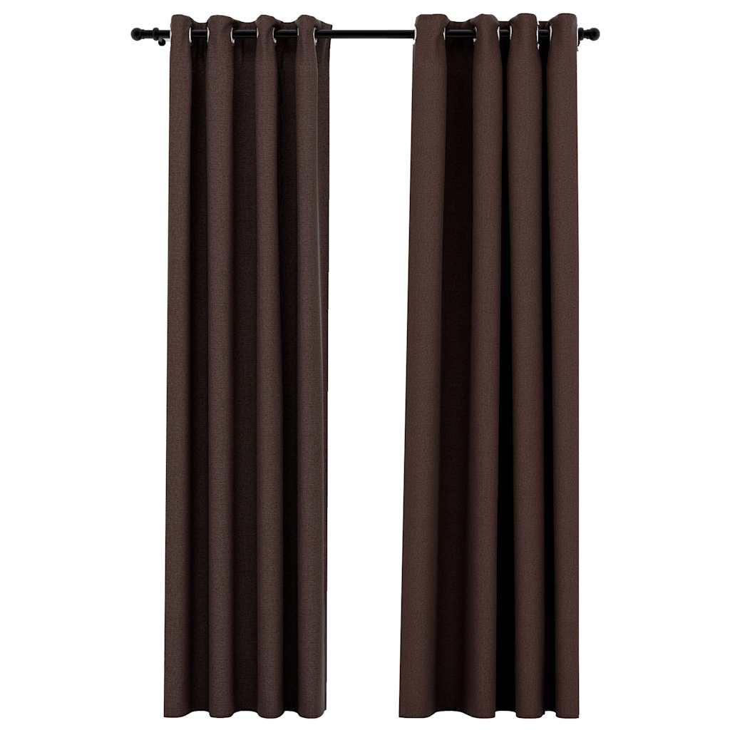 Verdunkelungsvorhänge Ösen Leinenoptik 2 Stk. Taupe 140x245 cm