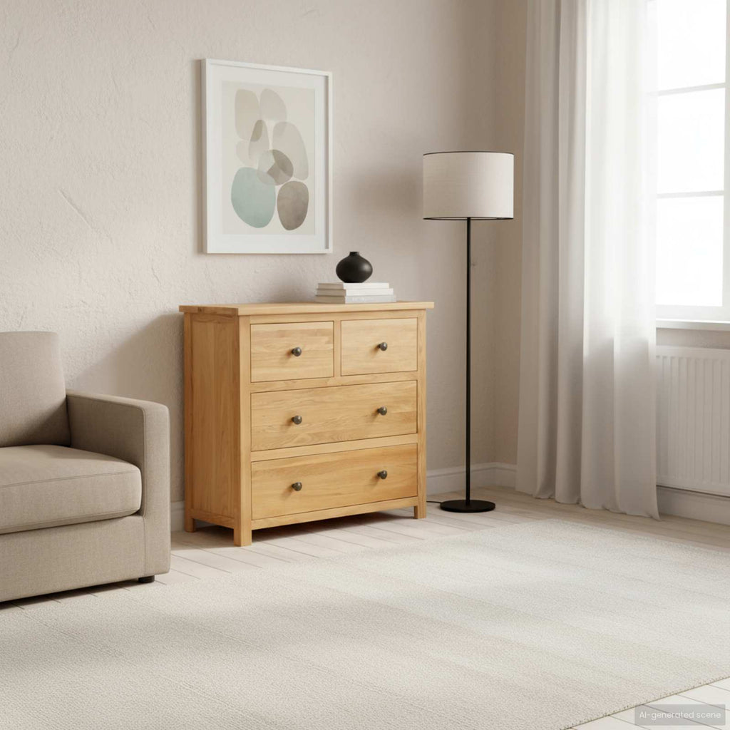 Kommode 80x35x75 cm Massivholz Eiche