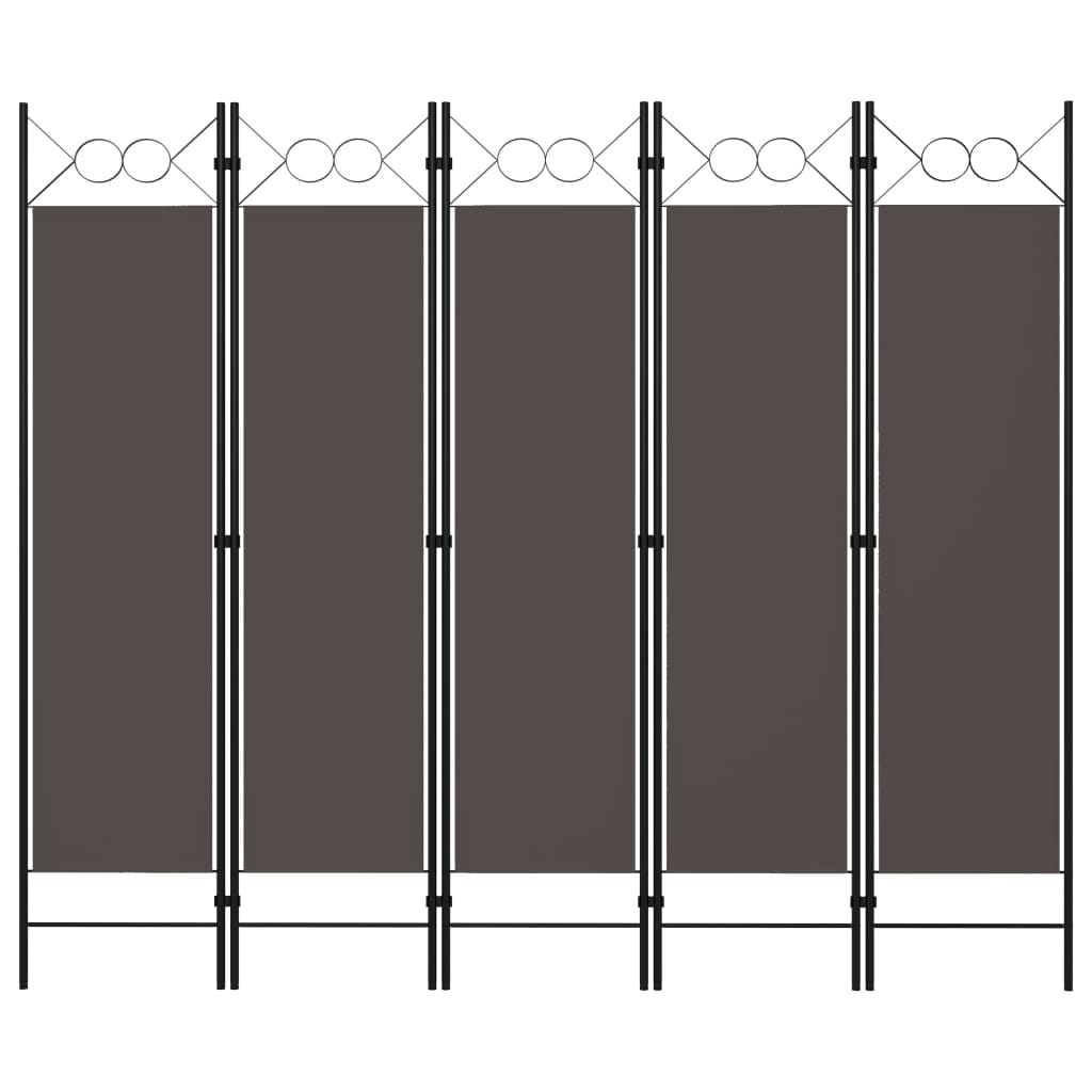 5-tlg. Raumteiler Anthrazit 200 x 180 cm