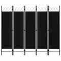 5-tlg. Raumteiler Schwarz 200 x 180 cm