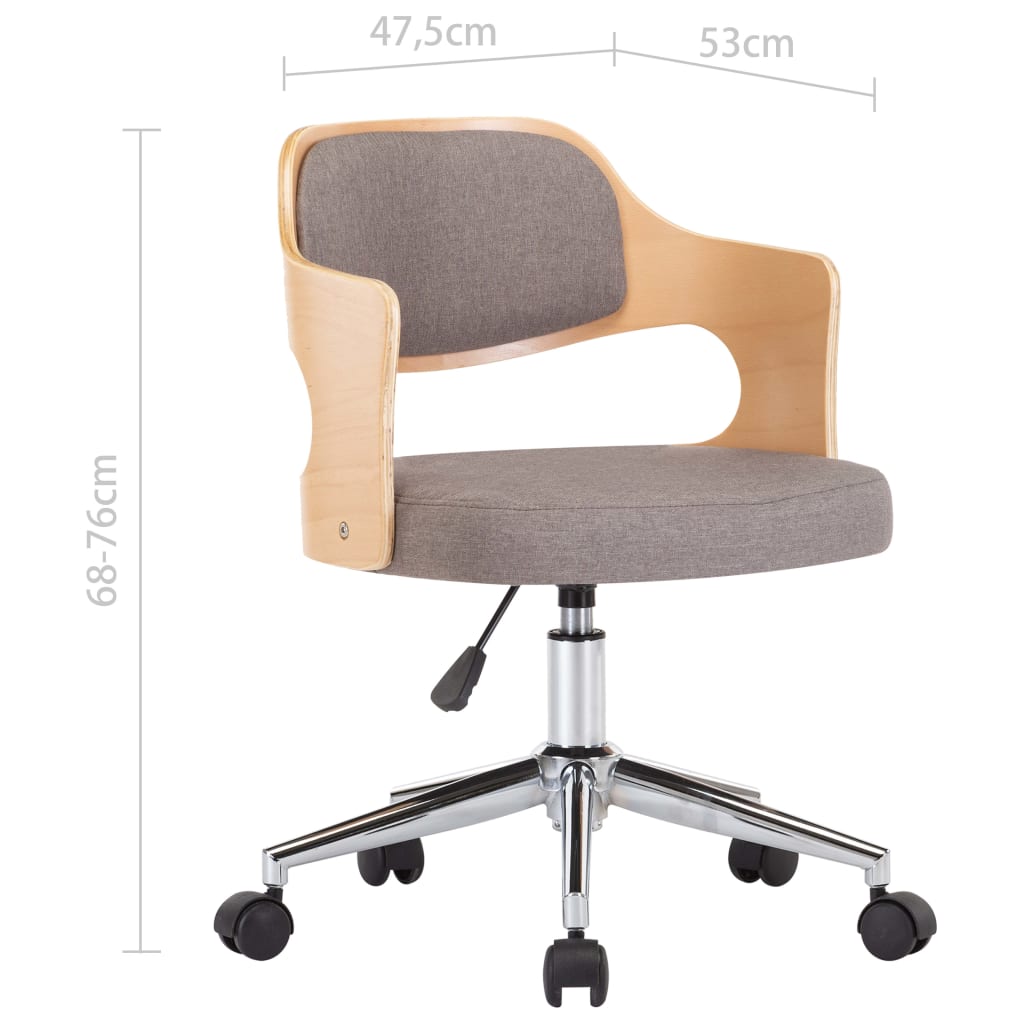 Esszimmerstühle 2 Stk. Drehbar Taupe Bugholz und Stoff