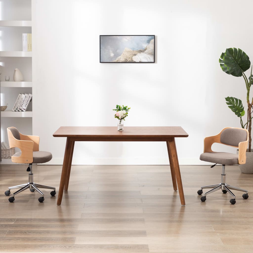Esszimmerstühle 2 Stk. Drehbar Taupe Bugholz und Stoff