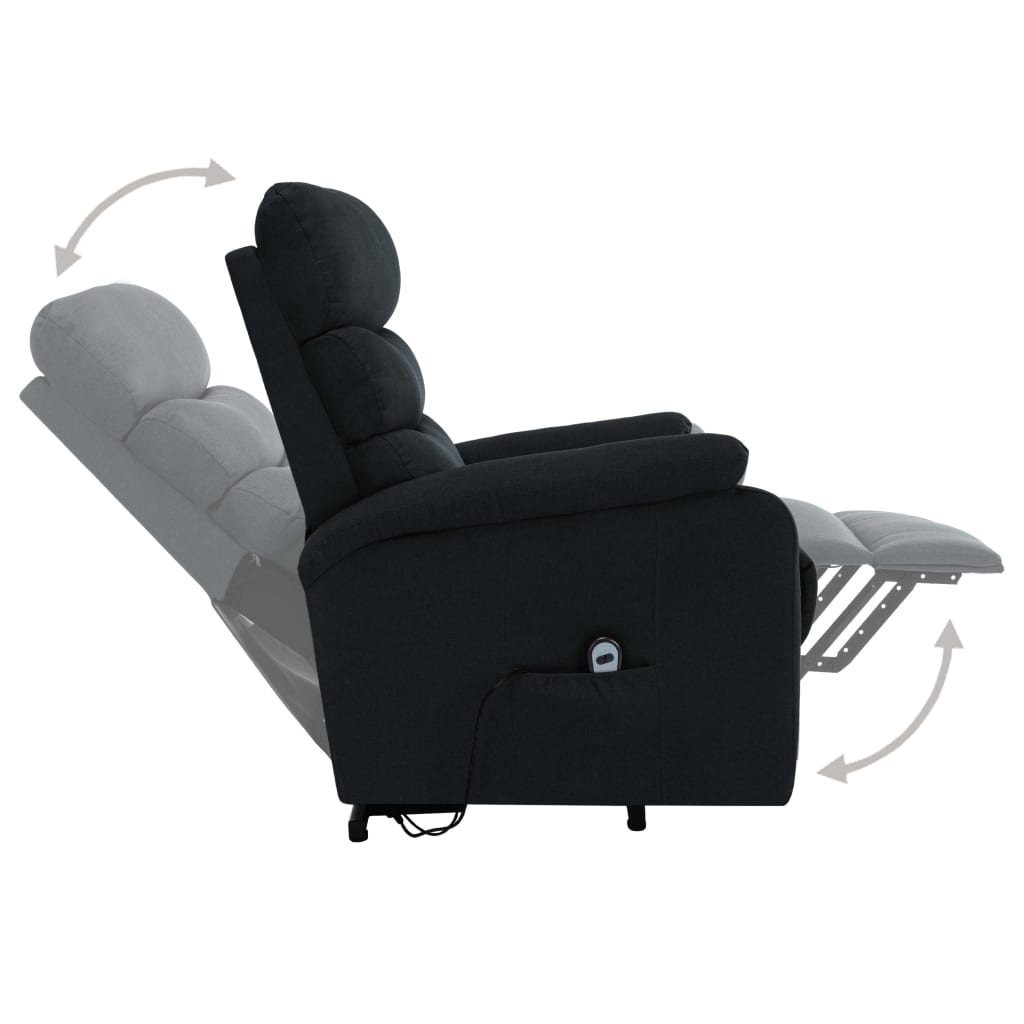 Massagesessel mit Aufstehhilfe Schwarz Stoff