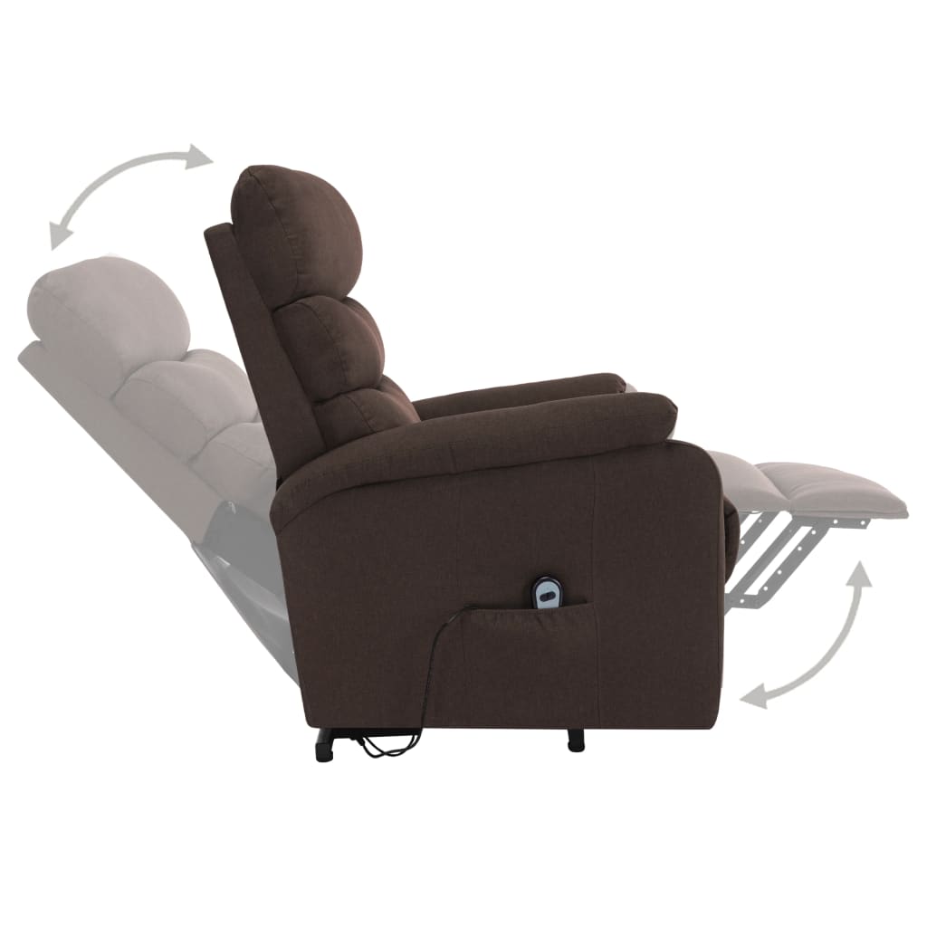 Massagesessel mit Aufstehhilfe Braun Stoff