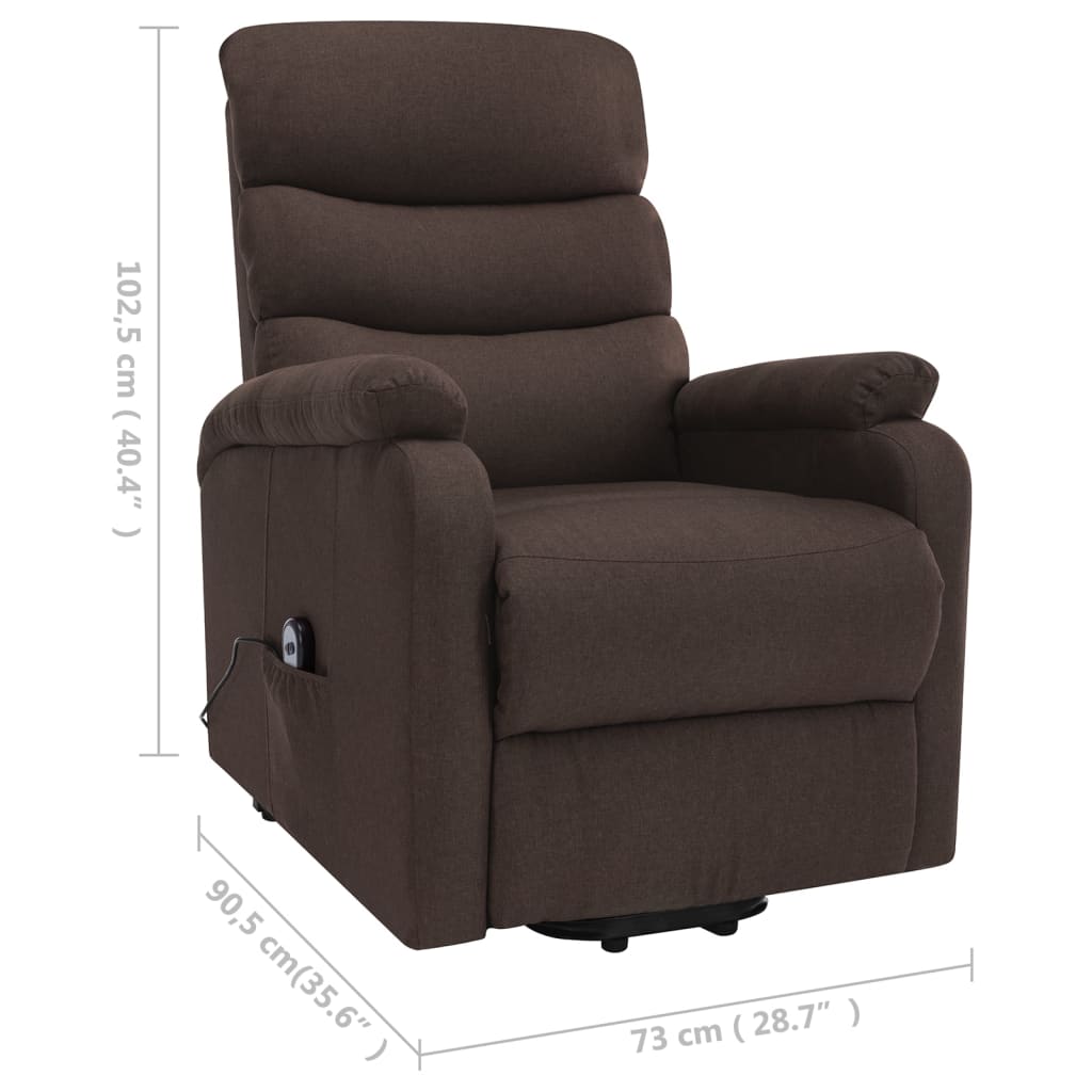 Massagesessel mit Aufstehhilfe Braun Stoff