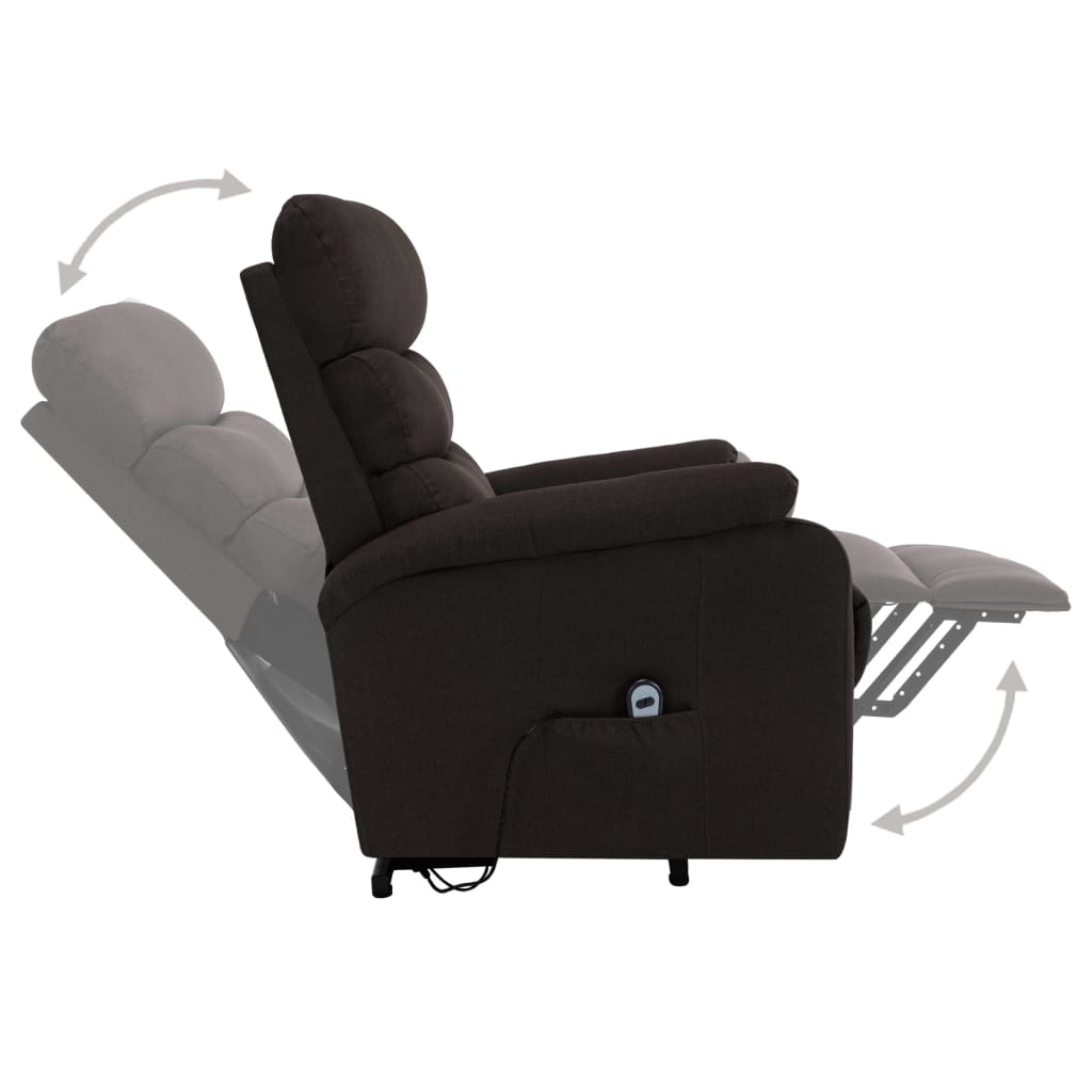 Massagesessel mit Aufstehhilfe Dunkelbraun Stoff