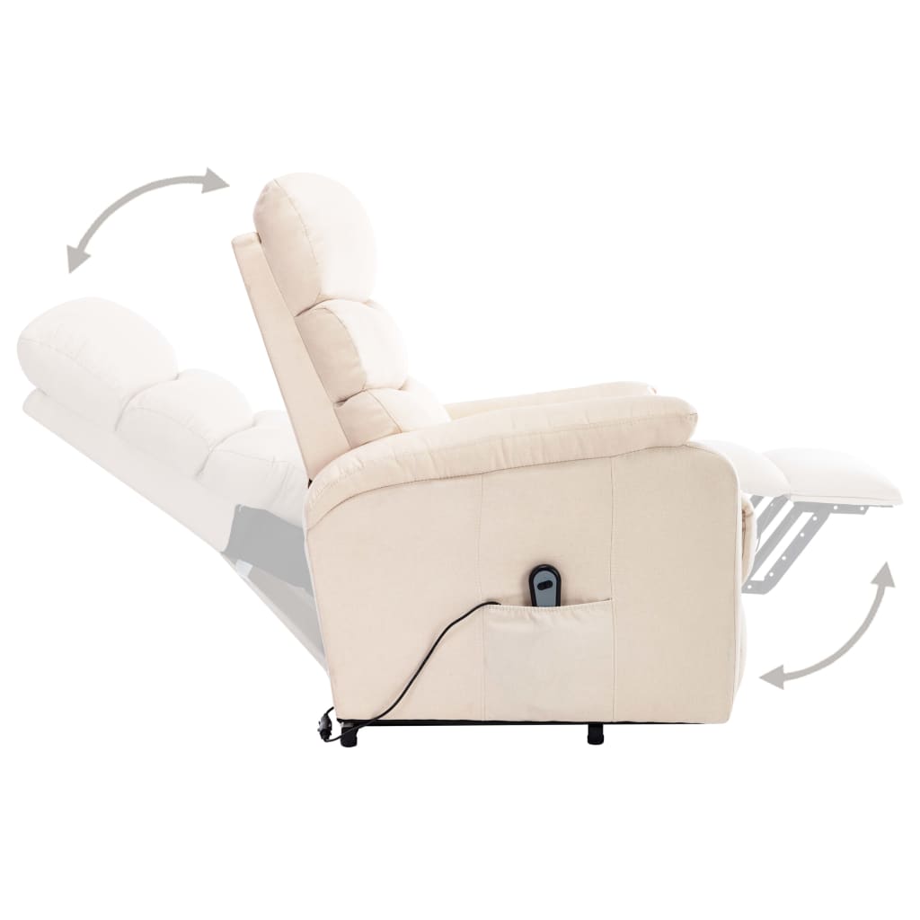 Massagesessel mit Aufstehhilfe Creme Stoff