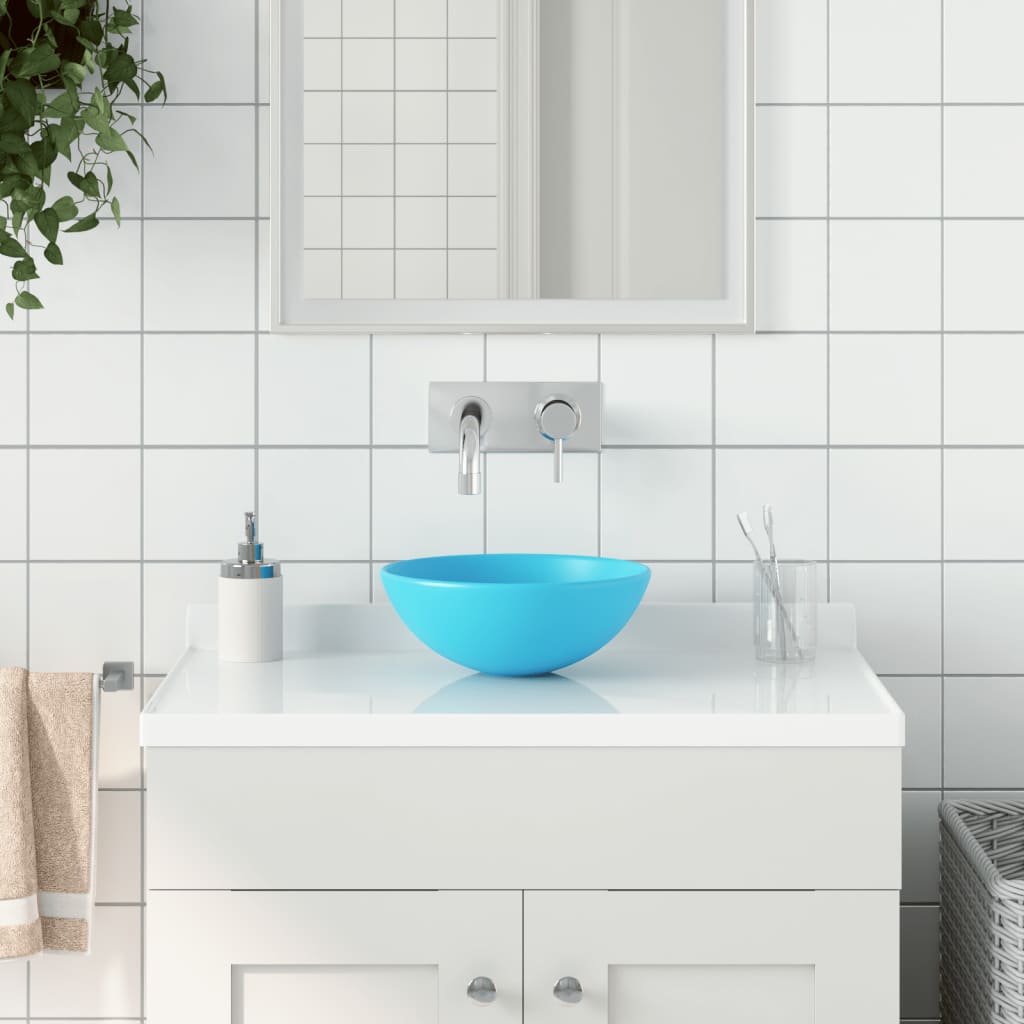 Waschbecken Keramik Hellgrün Rund