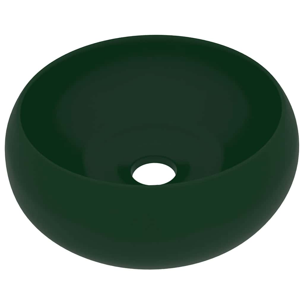 Luxuriöses Waschbecken Rund Matt Dunkelgrün 40x15 cm Keramik