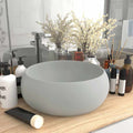 Luxuriöses Waschbecken Rund Matt Hellgrau 40x15 cm Keramik