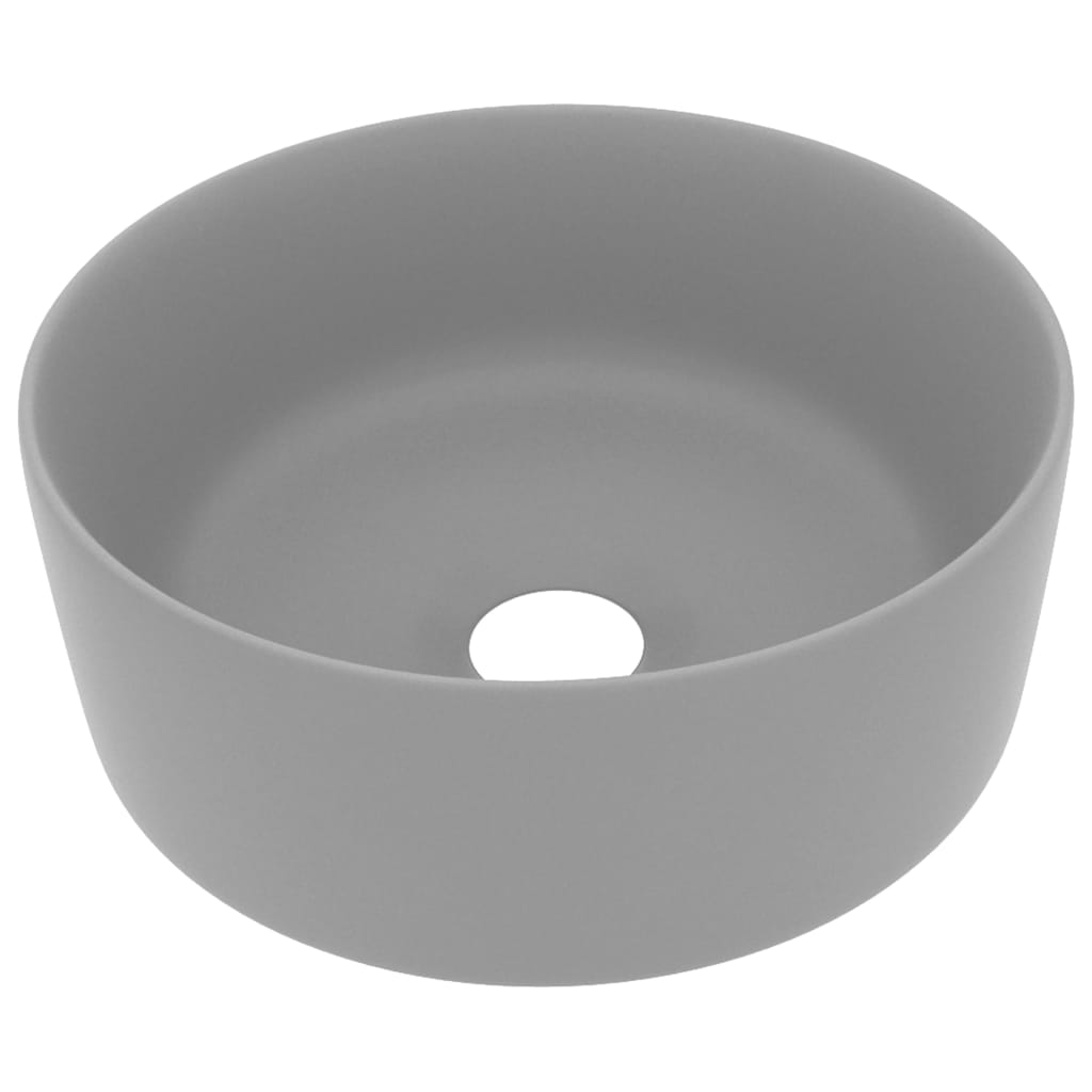 Luxuriöses Waschbecken Rund Matt Hellgrau 40x15 cm Keramik