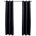 Verdunkelungsvorhänge mit Ringen 2 Stk. Schwarz 97x213 cm Stoff