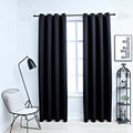 Verdunkelungsvorhänge mit Ringen 2 Stk. Schwarz 137x213 cm Stoff