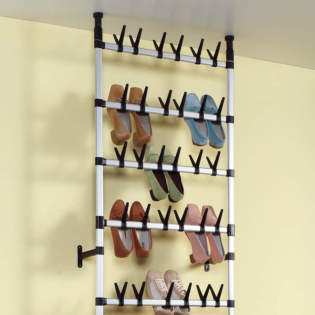 Teleskop-Schuhregal mit Stangen Aluminium