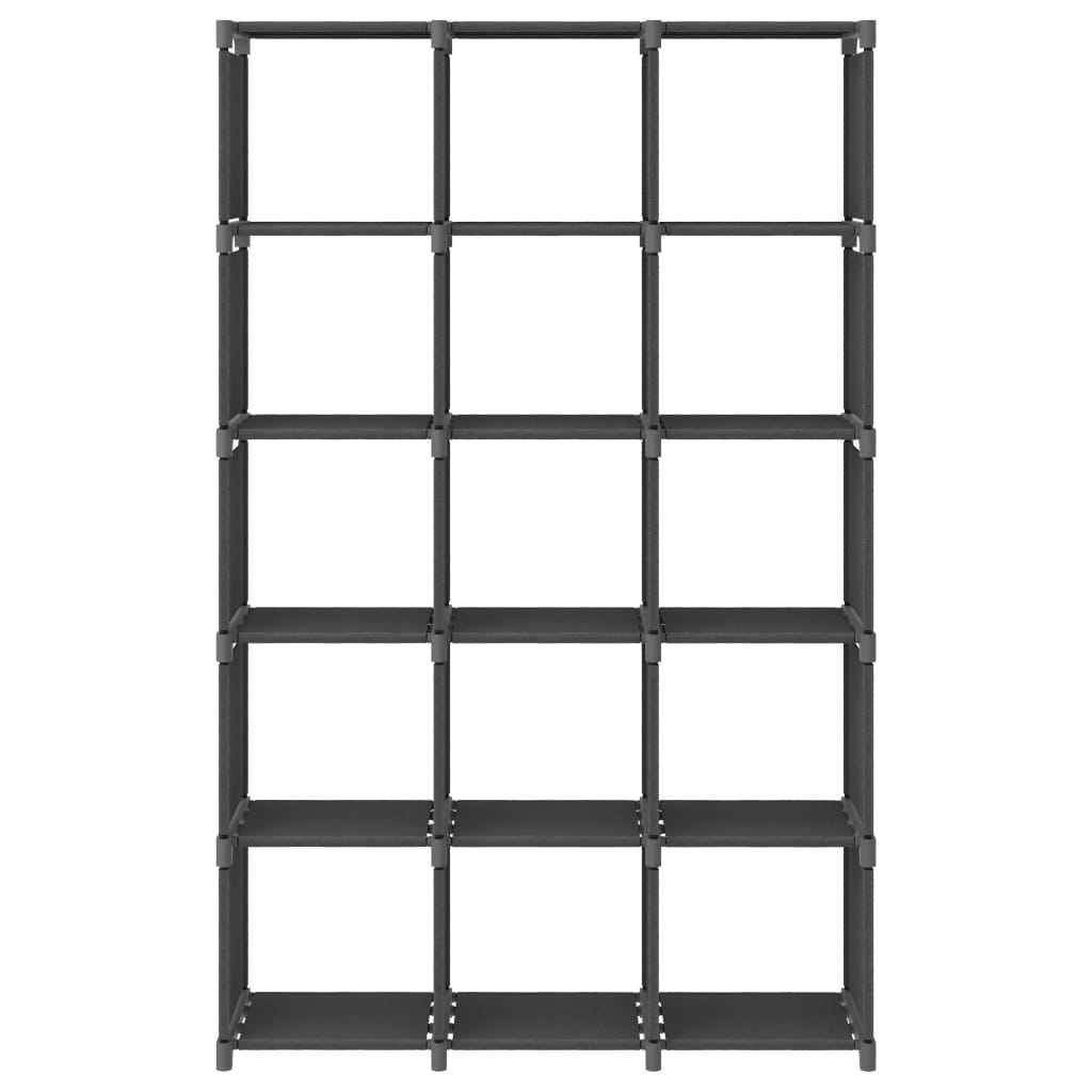 Würfel-Regal 15 Fächer Grau 103x30x175,5 cm Stoff