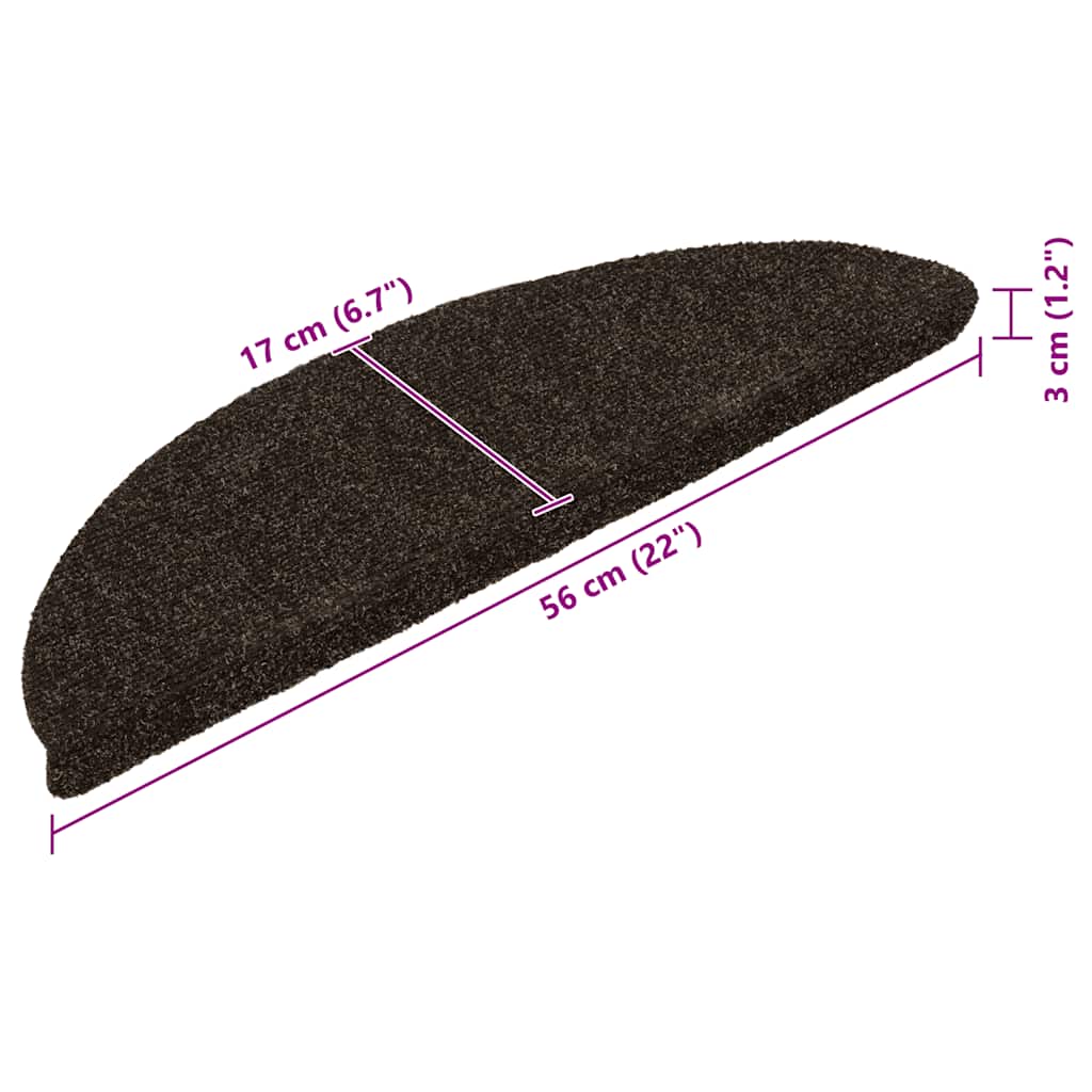 Stufenmatten Selbstklebend 15 Stk. 56x17x3 cm Dunkelbraun Halbrund