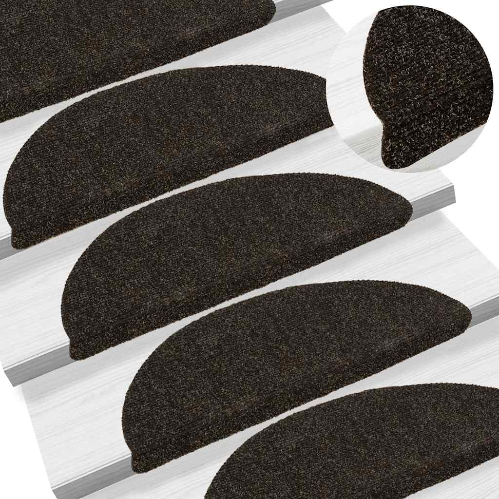 Stufenmatten Selbstklebend 15 Stk. 56x17x3 cm Dunkelbraun Halbrund