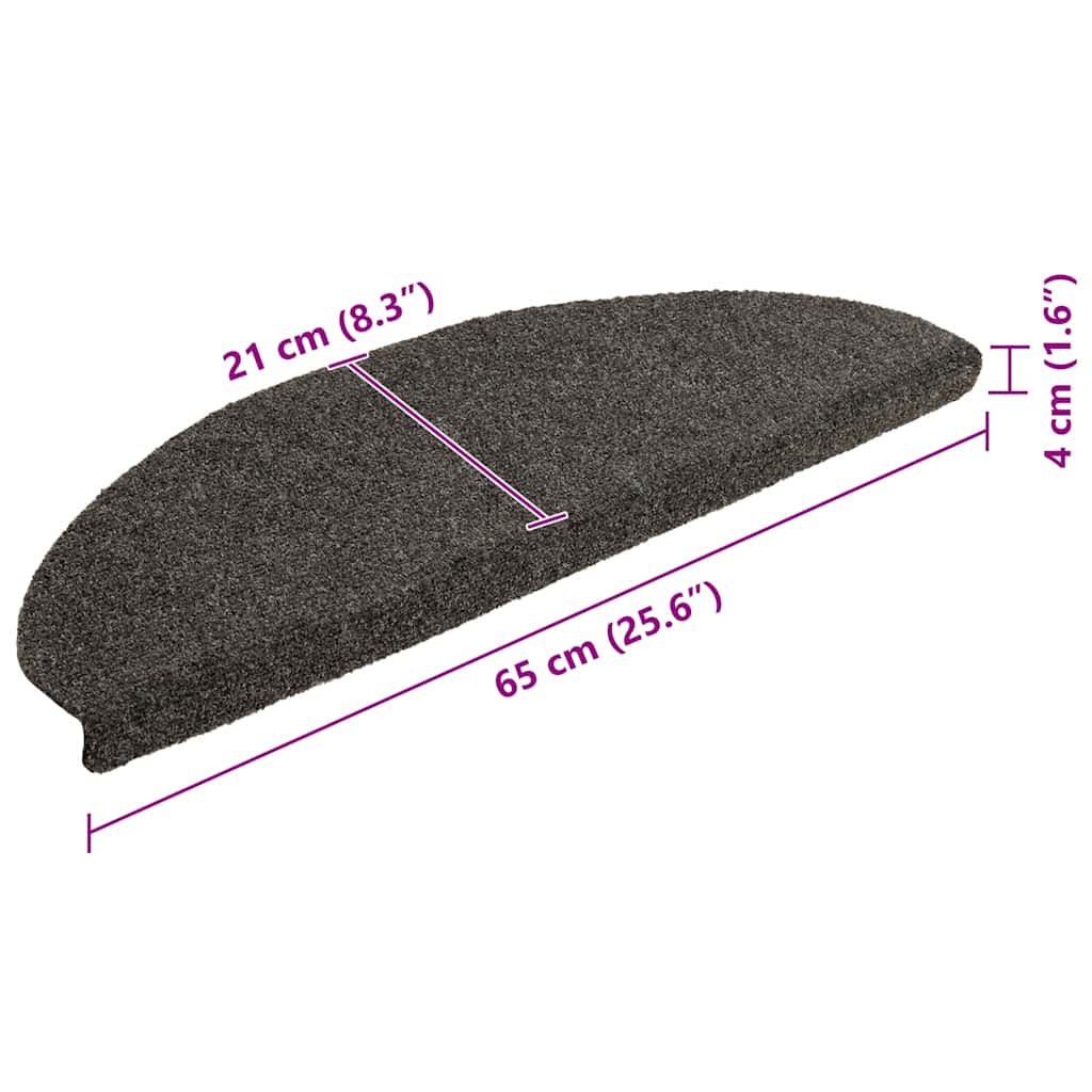 Stufenmatten Selbstklebend 15 Stk. 65x21x4 cm Anthrazit Halbrund Groß