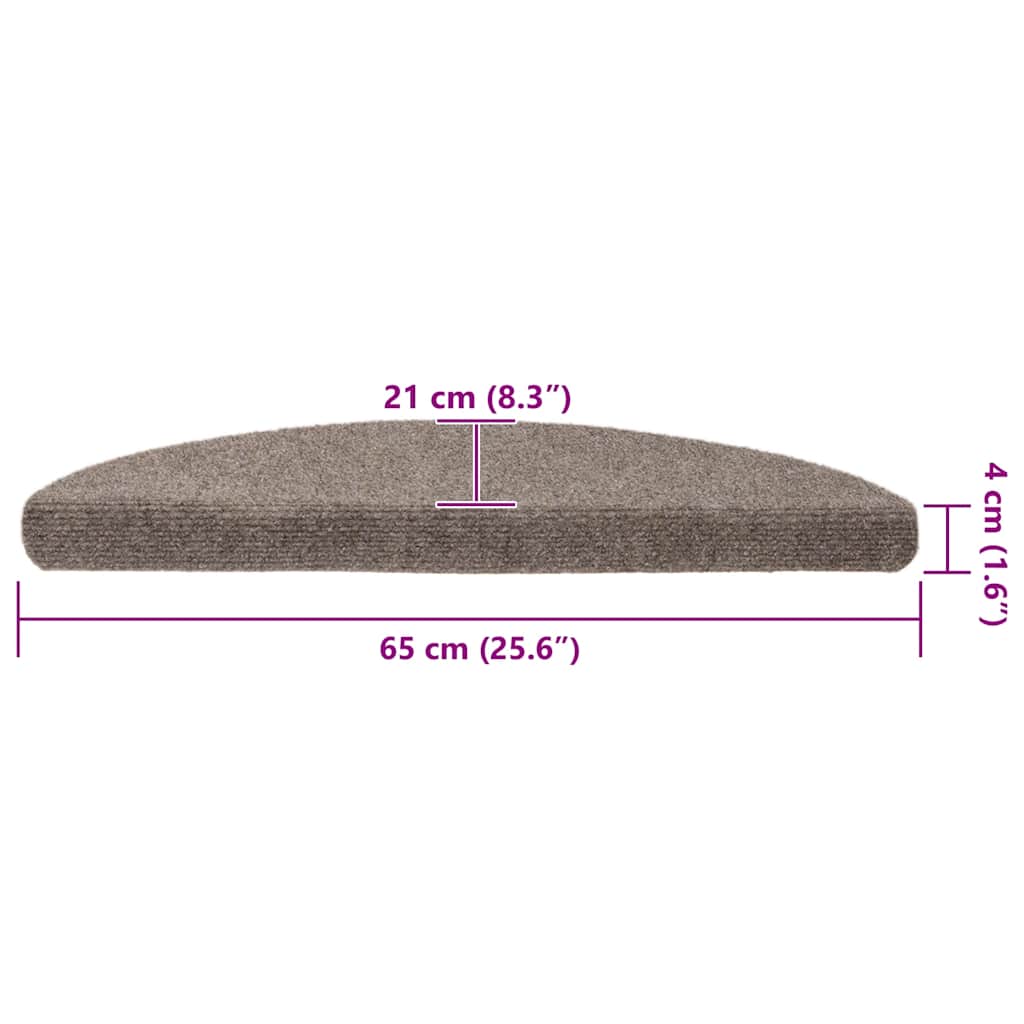 Stufenmatten Selbstklebend 15 Stk. 65x21x4 cm Beige Halbrund Groß