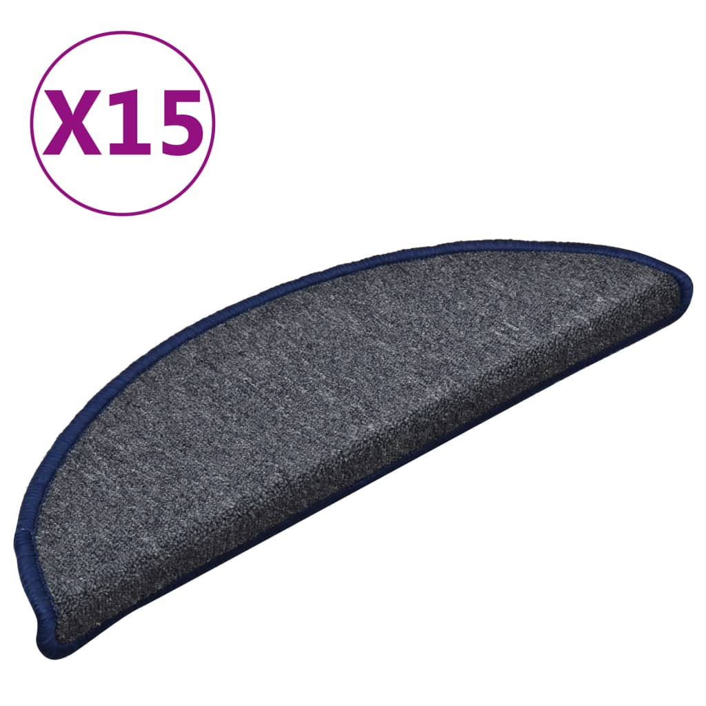Stufenmatten 15 Stk. 56x17x3 cm Dunkelgrau und Blau Halbrund