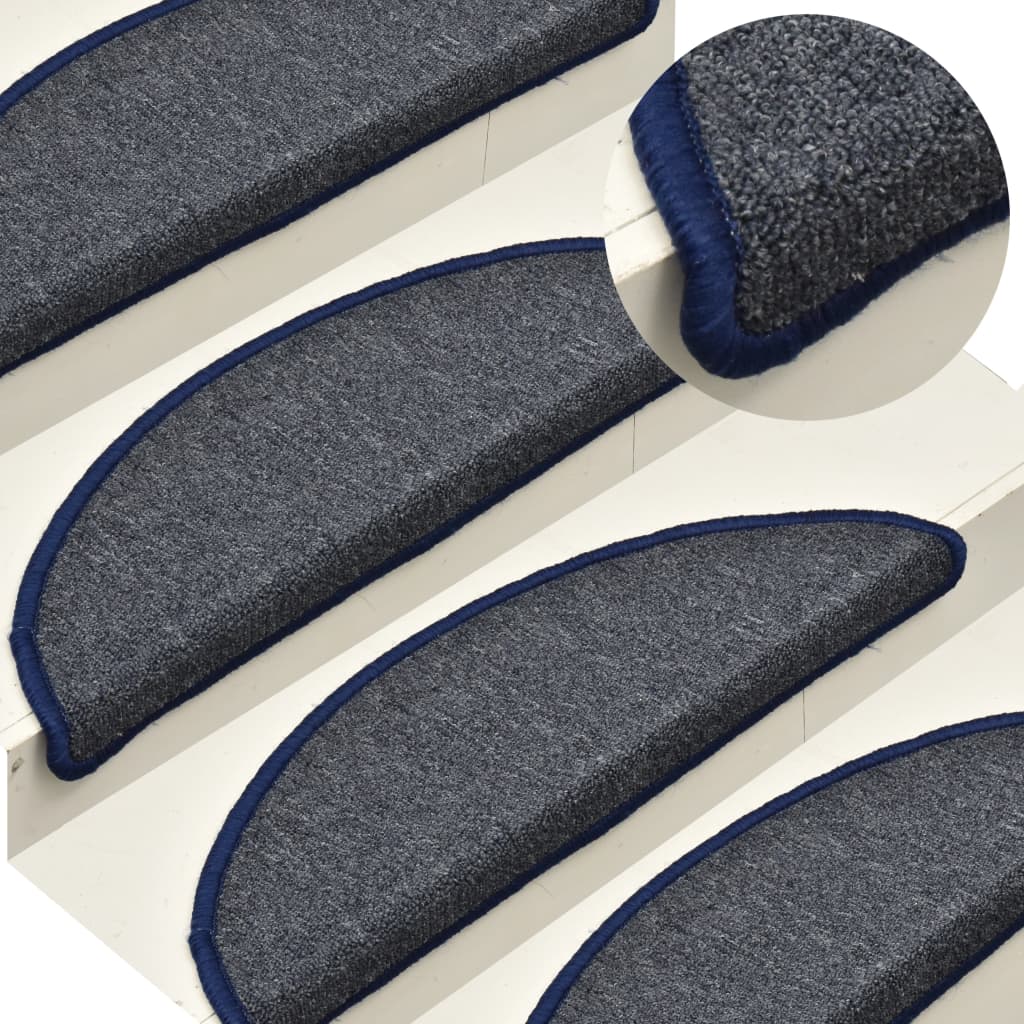 Stufenmatten 15 Stk. 56x17x3 cm Dunkelgrau und Blau Halbrund