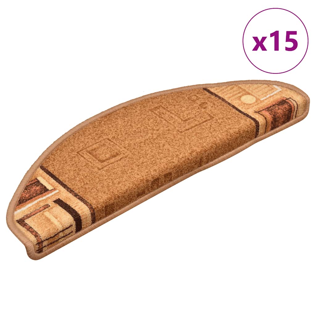 Treppenmatten Selbstklebend 15 Stk. Beige 65x21x4 cm